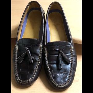 Joseph Bruce Brown Leather Croc Moccasins 10